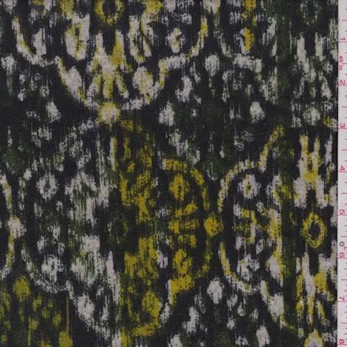 2 YD PC-Black/Avocado Ikat Sweater Knit Fabric