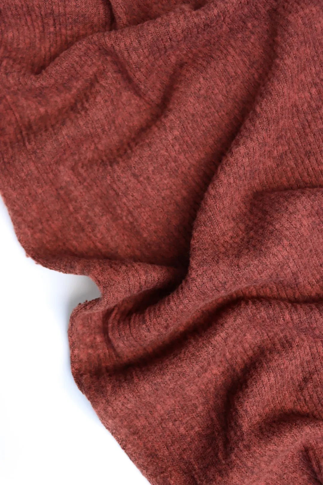 4YD 21IN REMNANT; Rust Brushed 2x1 Ribbed Sweater Knit