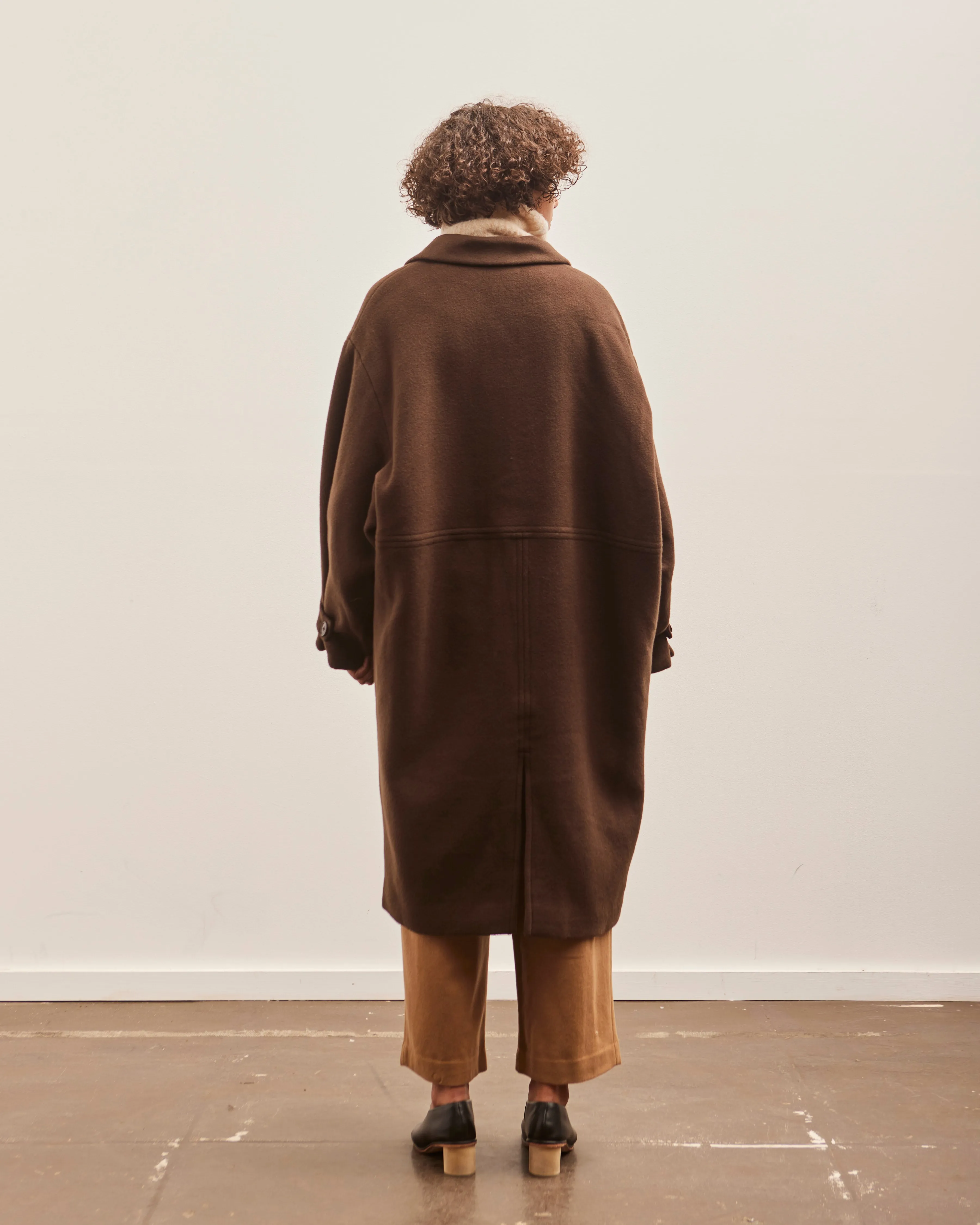 7115 Cuffed Wool Coat, Deep Walnut