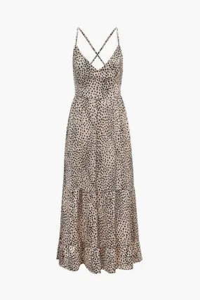 Animal Spot Print Tie Back V-Neck Maxi Dress