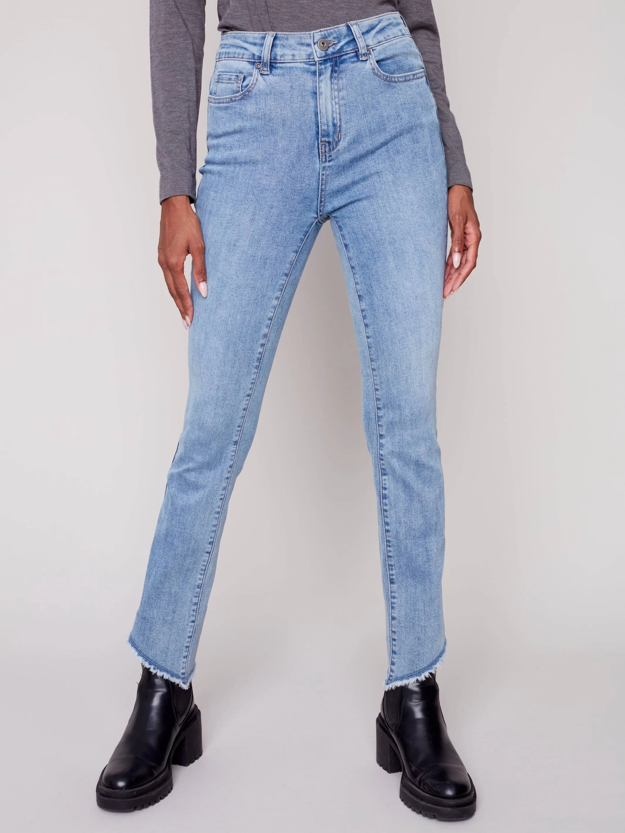 Asymmetrical Hem Bootcut Jeans