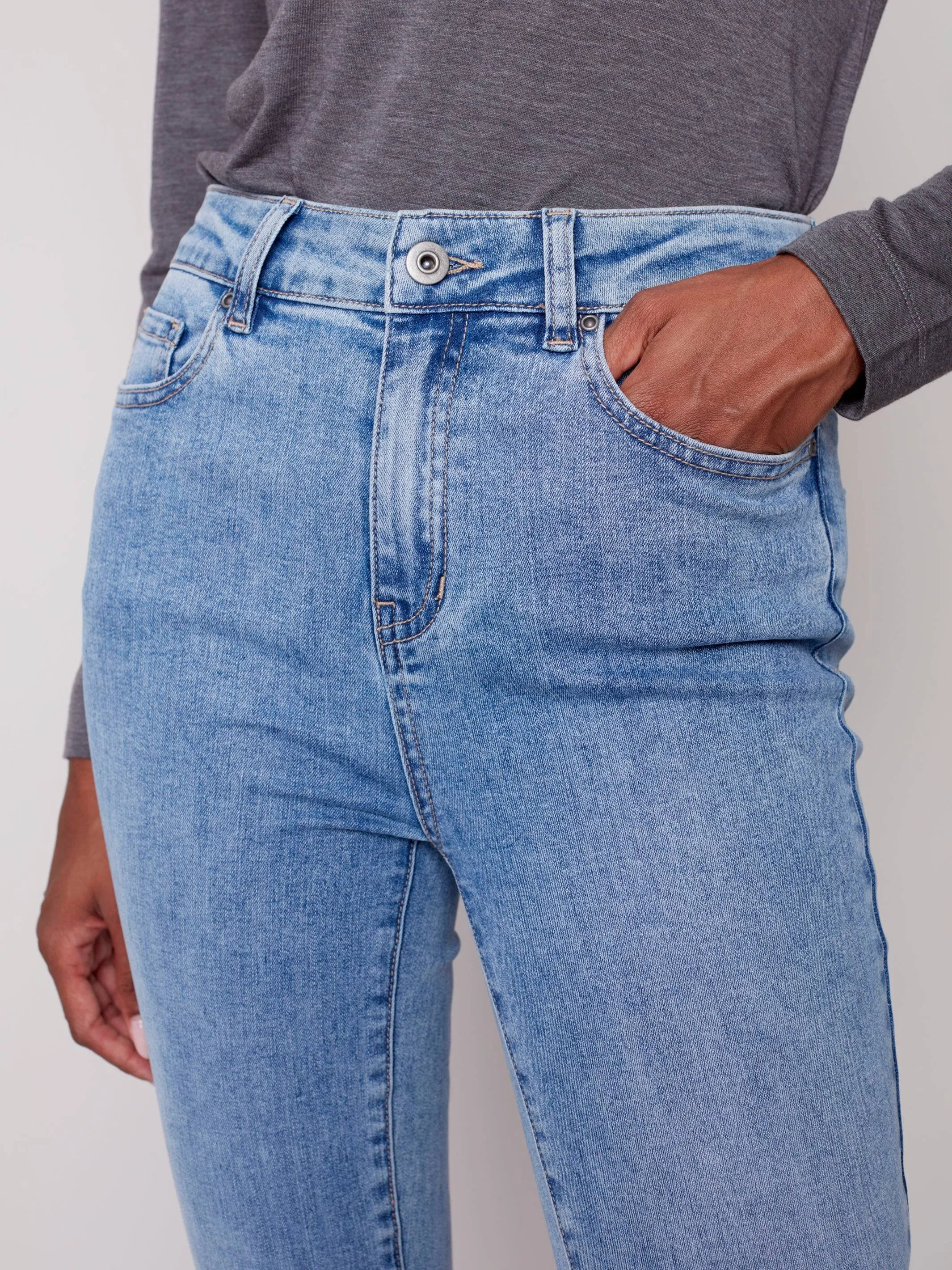 Asymmetrical Hem Bootcut Jeans