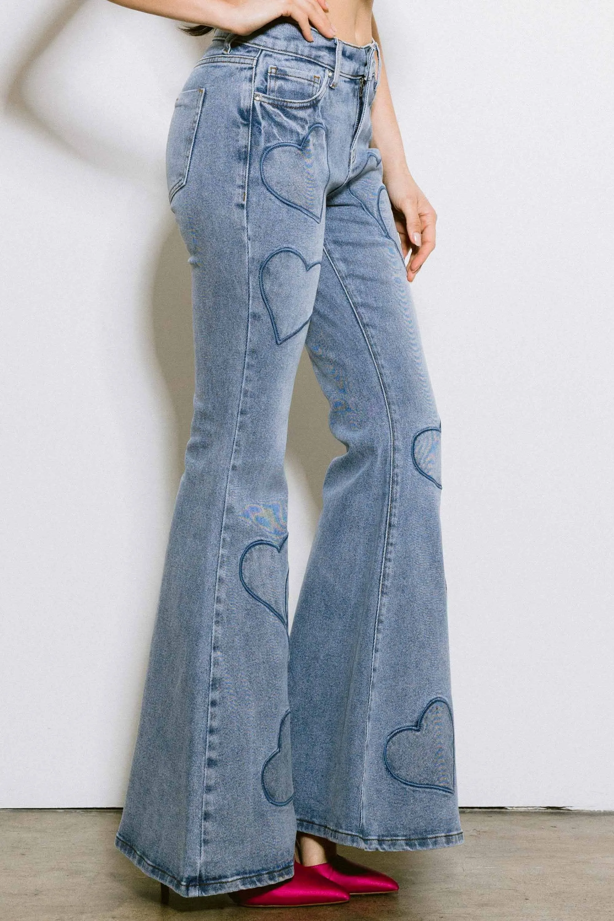 Back to School Heart Flare Jeans