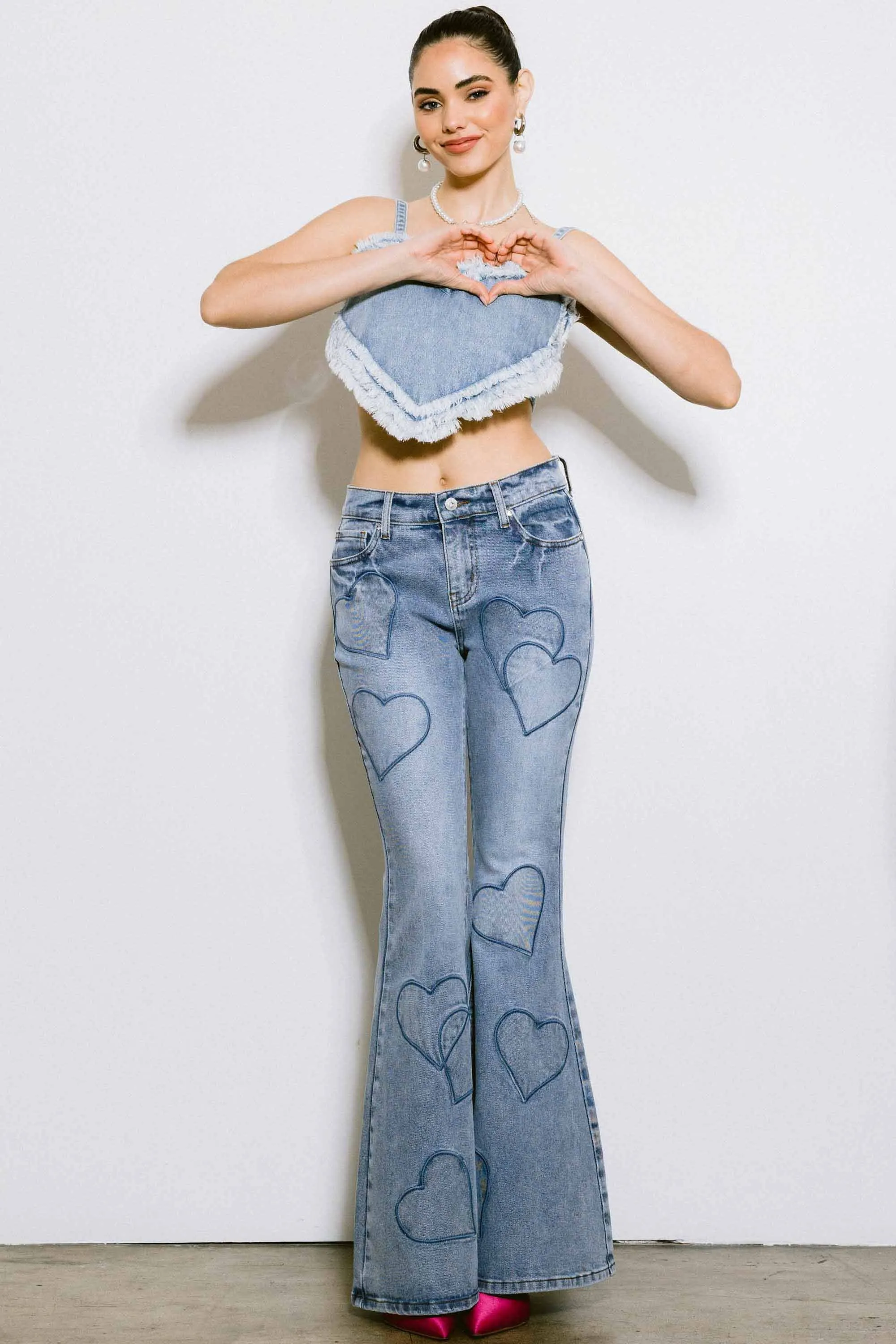 Back to School Heart Flare Jeans