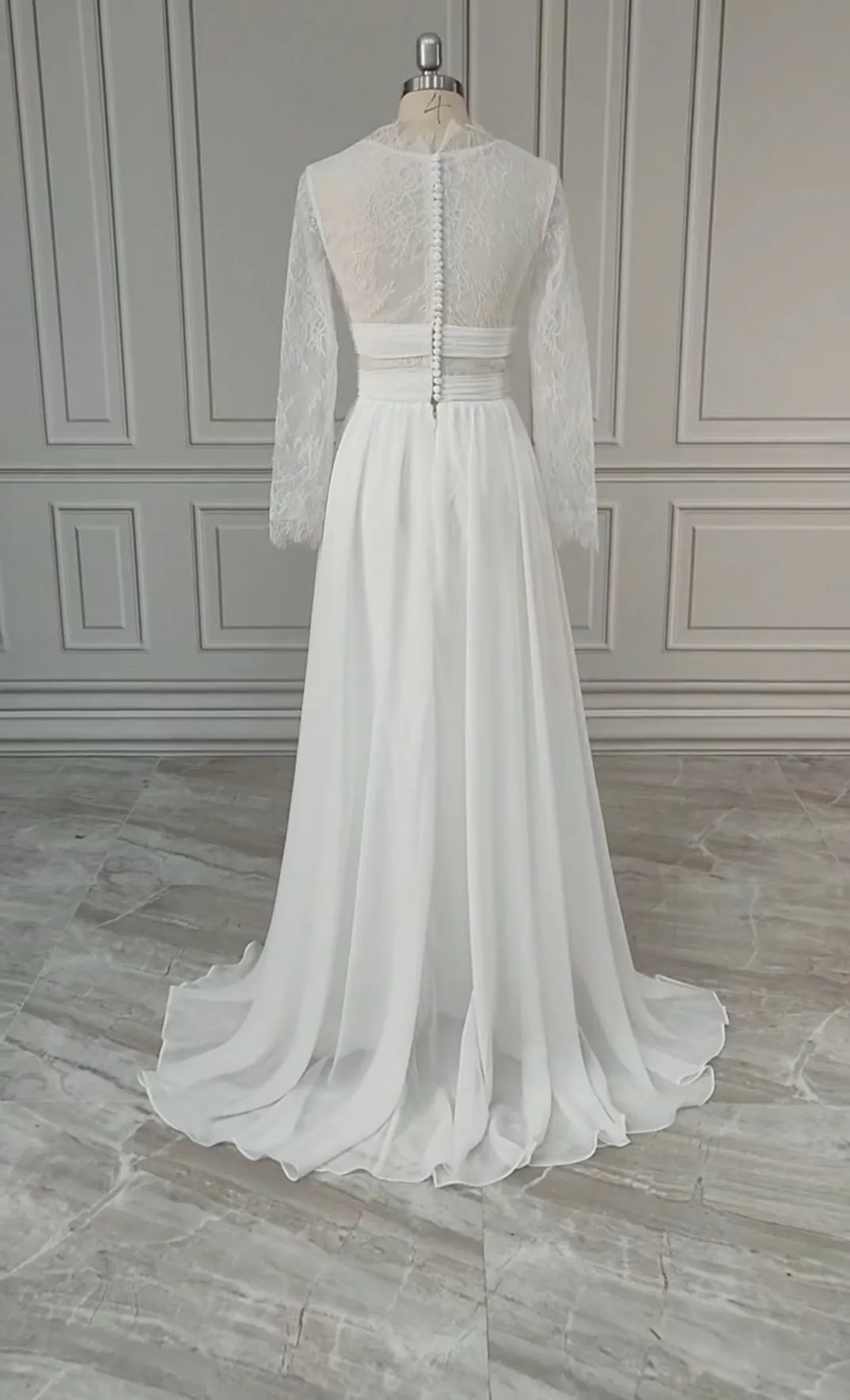 Betthany Chiffon Eyelash Lace Wedding Gown All Sizes