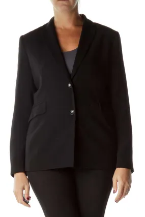 Black Buttoned Pocketed Blazer