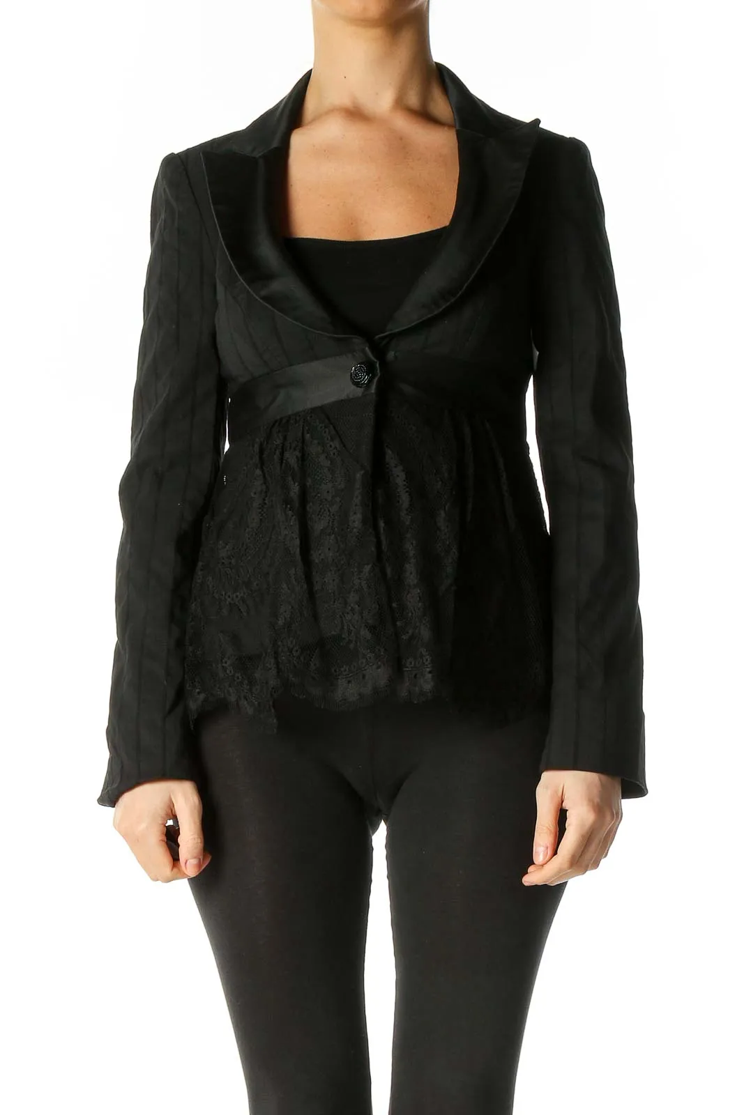 Black Lace Texture Blazer