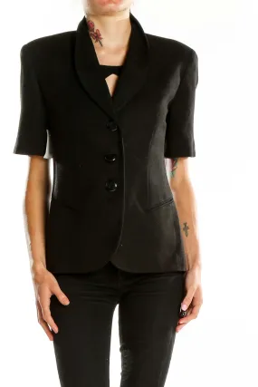 Black Short-Sleeve Tailored Blazer