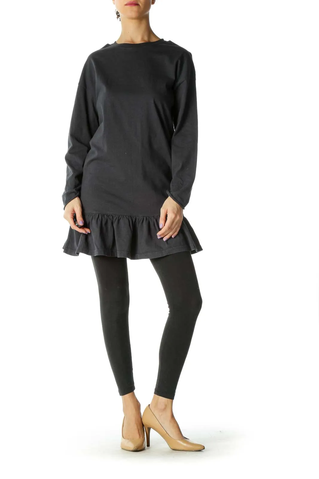 Black Solid Casual Tunic