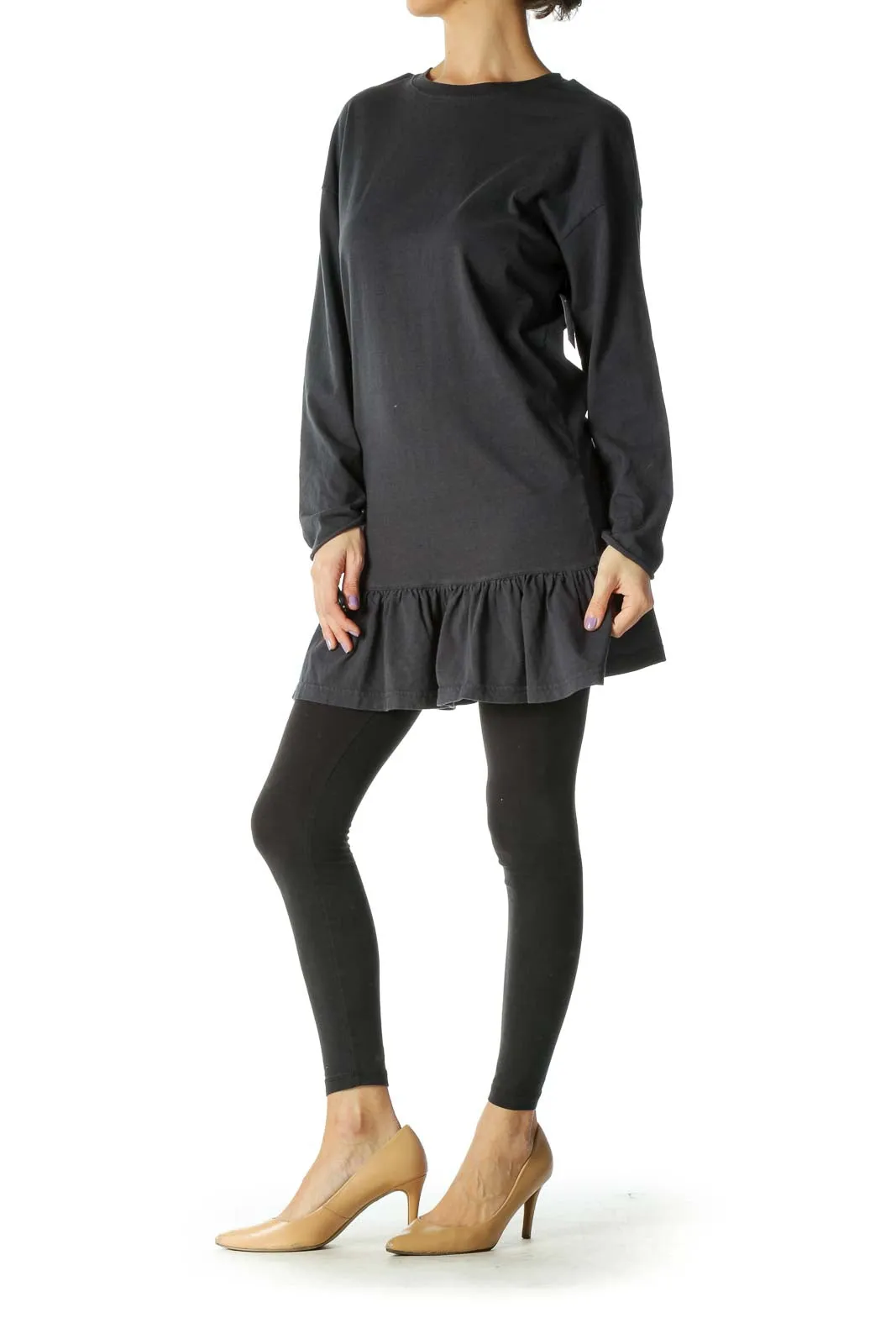 Black Solid Casual Tunic