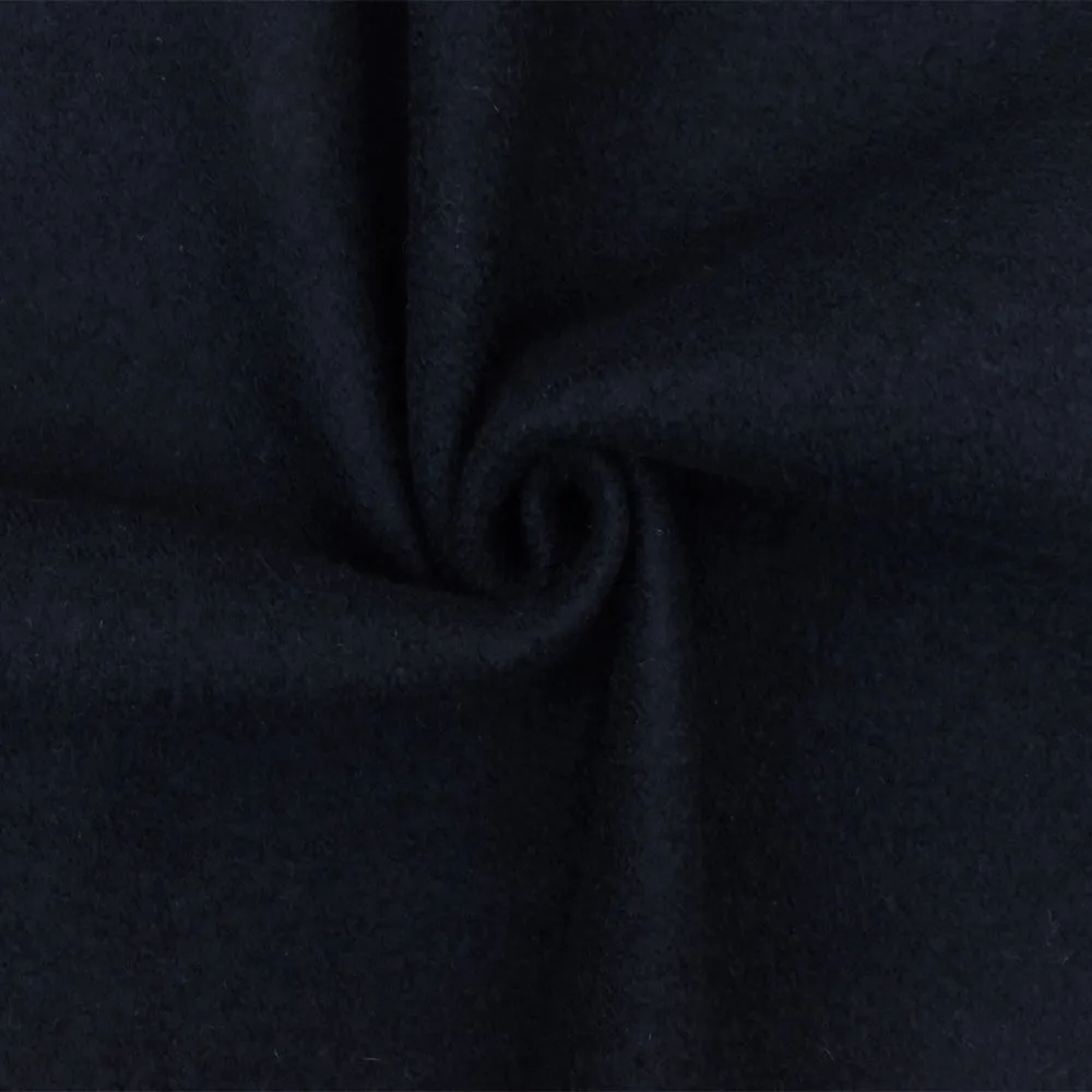 Blue-Black Textured Wool Brushed Boucle Knit Coating Fabric