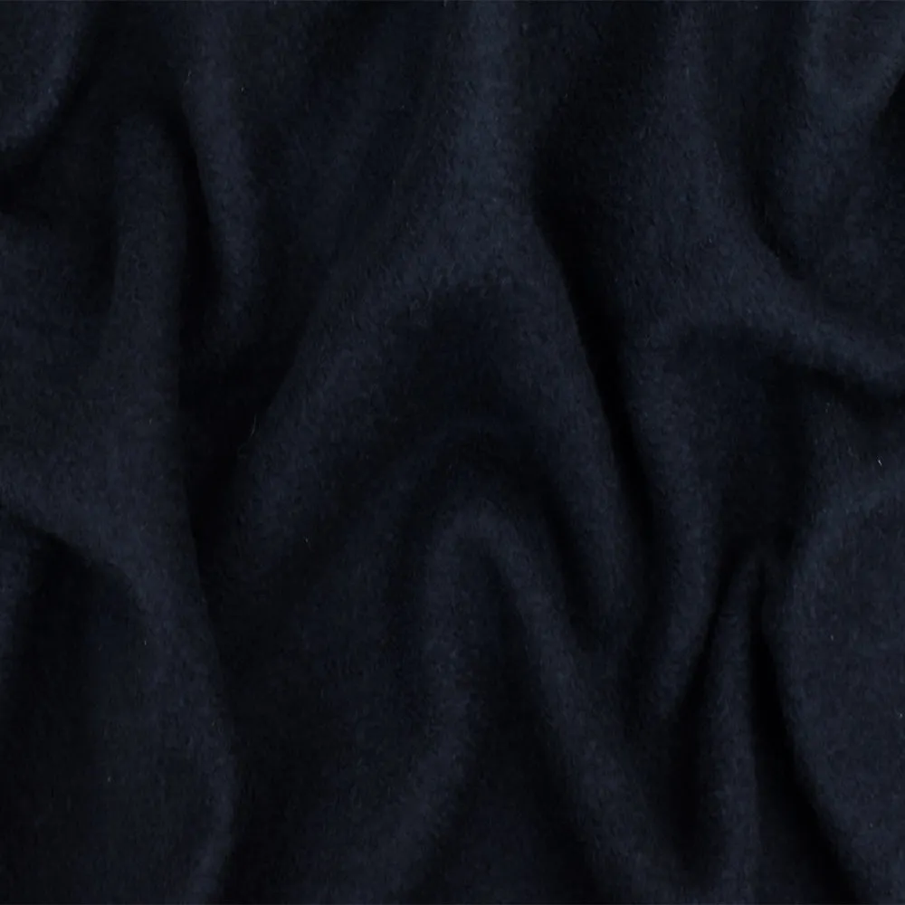 Blue-Black Textured Wool Brushed Boucle Knit Coating Fabric