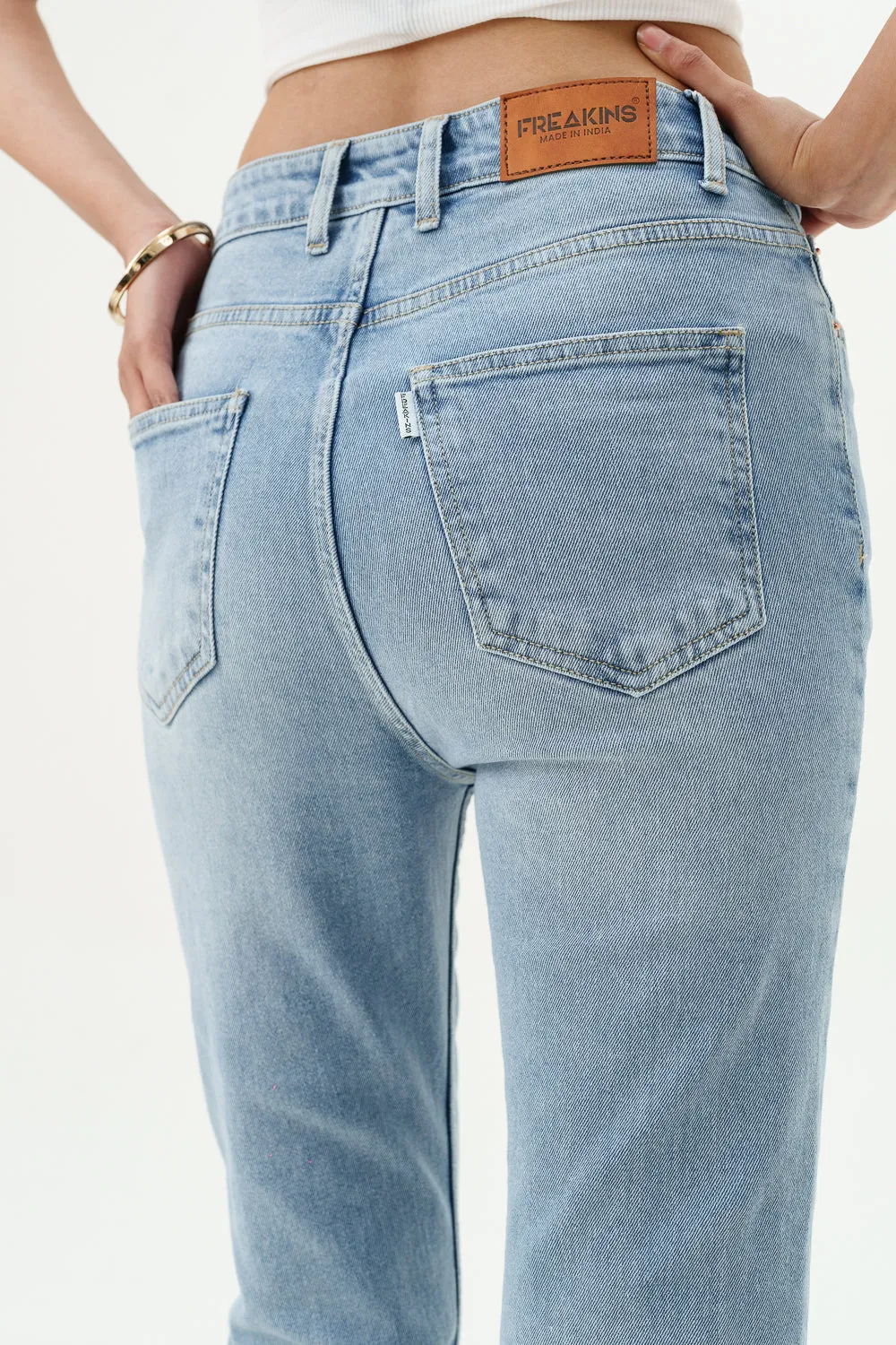 Blue Cascade Distressed Bootcut Jeans