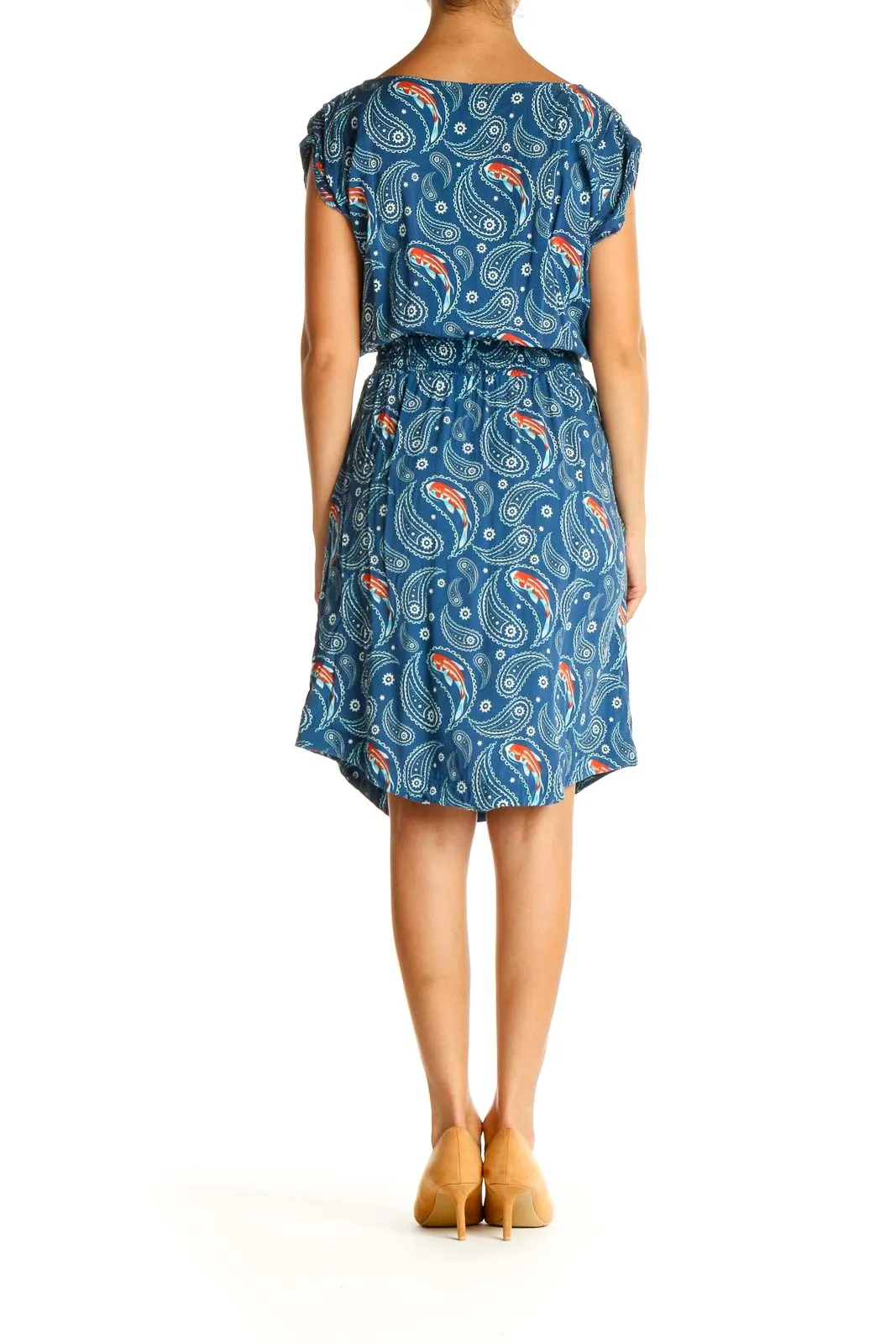 Blue Paisley Casual Fit & Flare Dress