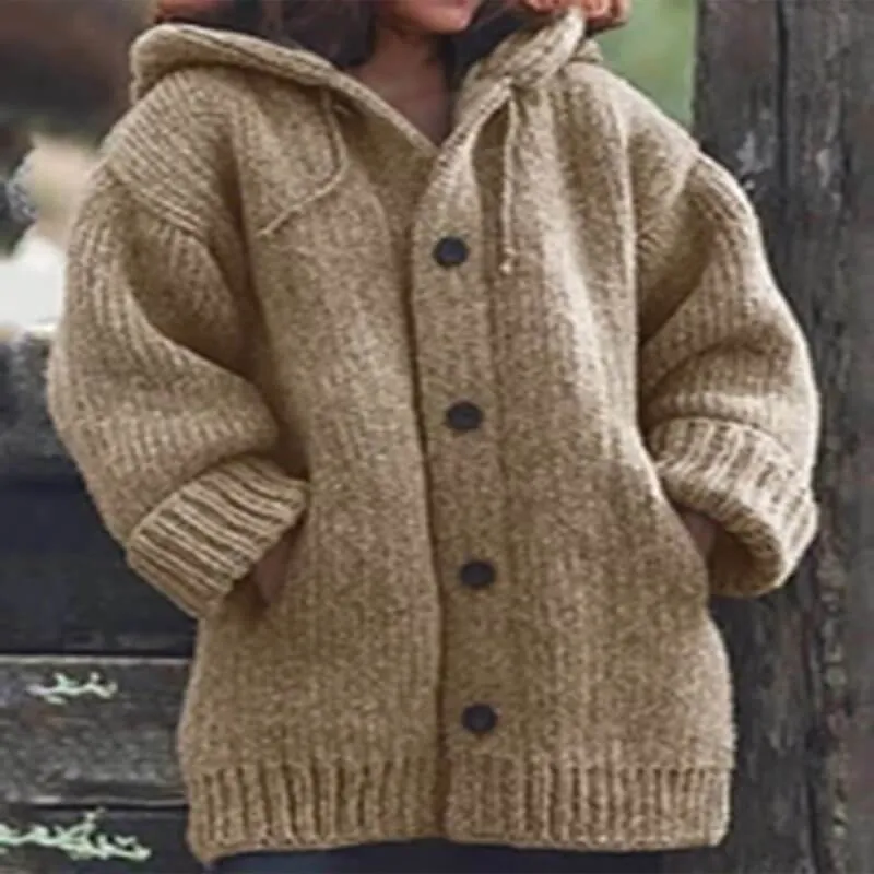 Clearance Hooded ButtonThick Knit Cardigan