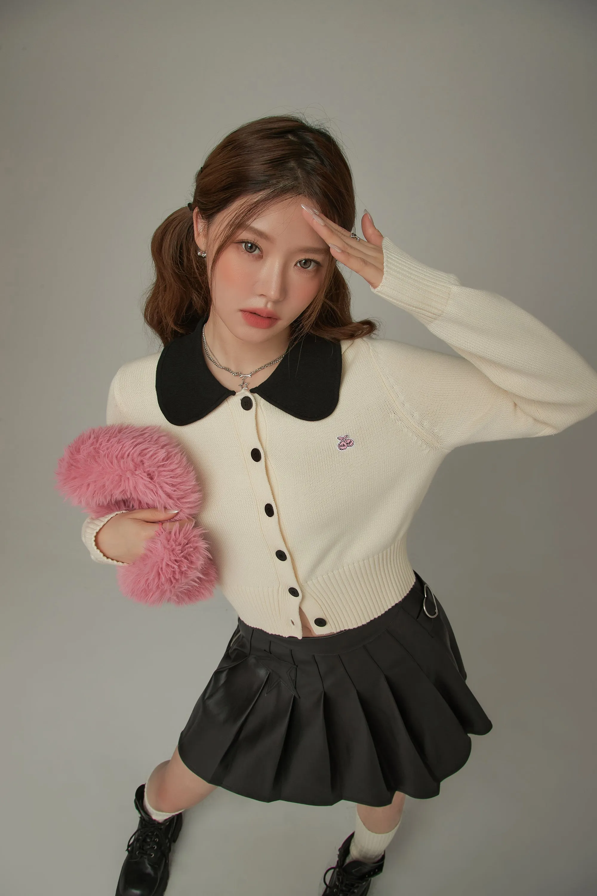 Color Collar Knit Cardigan