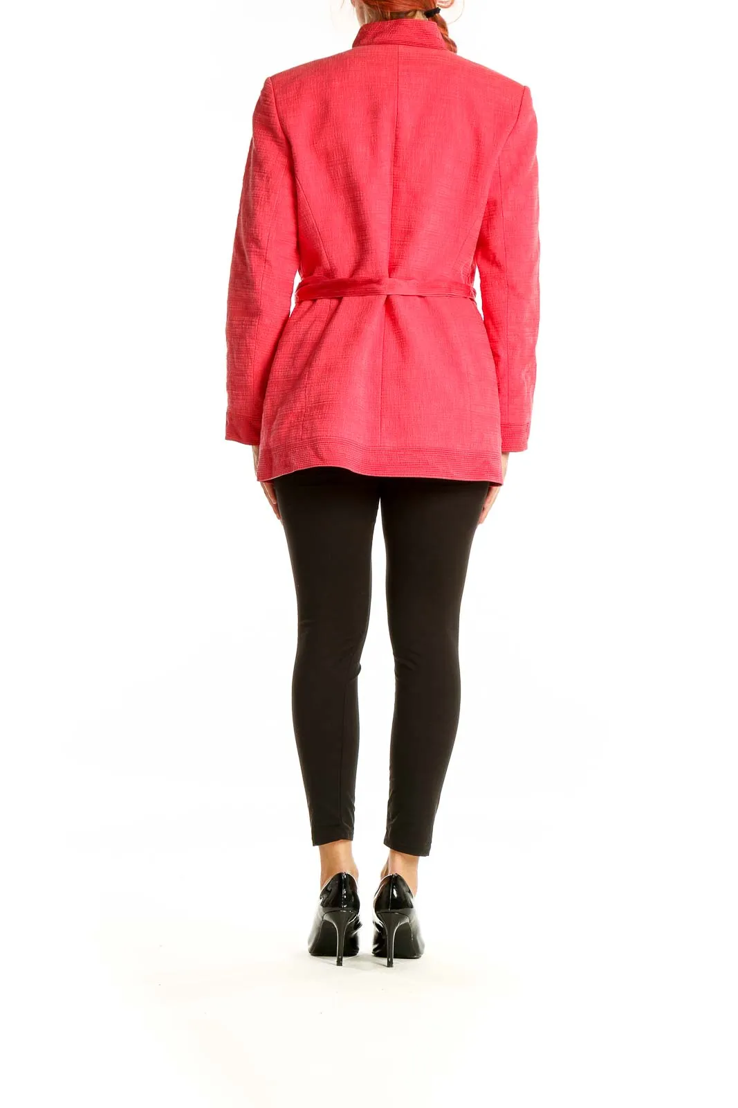 Coral Textured Belted Jacket