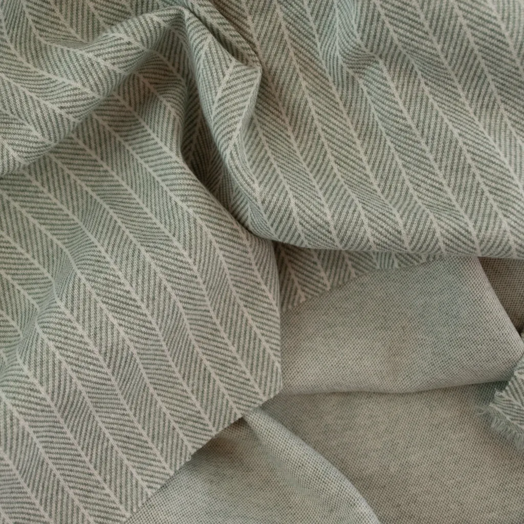 Cotton Jacquard Jersey - Sage - Chevron Stripe