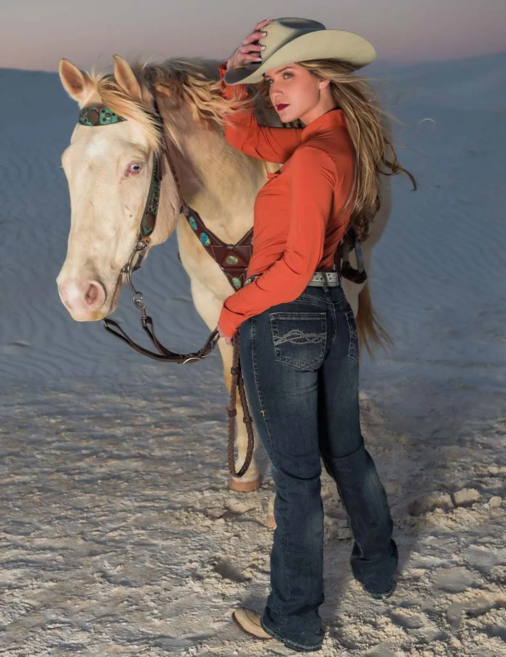 Cowgirl Tuff Don't Fence Me In Dark Wash Mid Rise Jean - DFMI Dark Wash