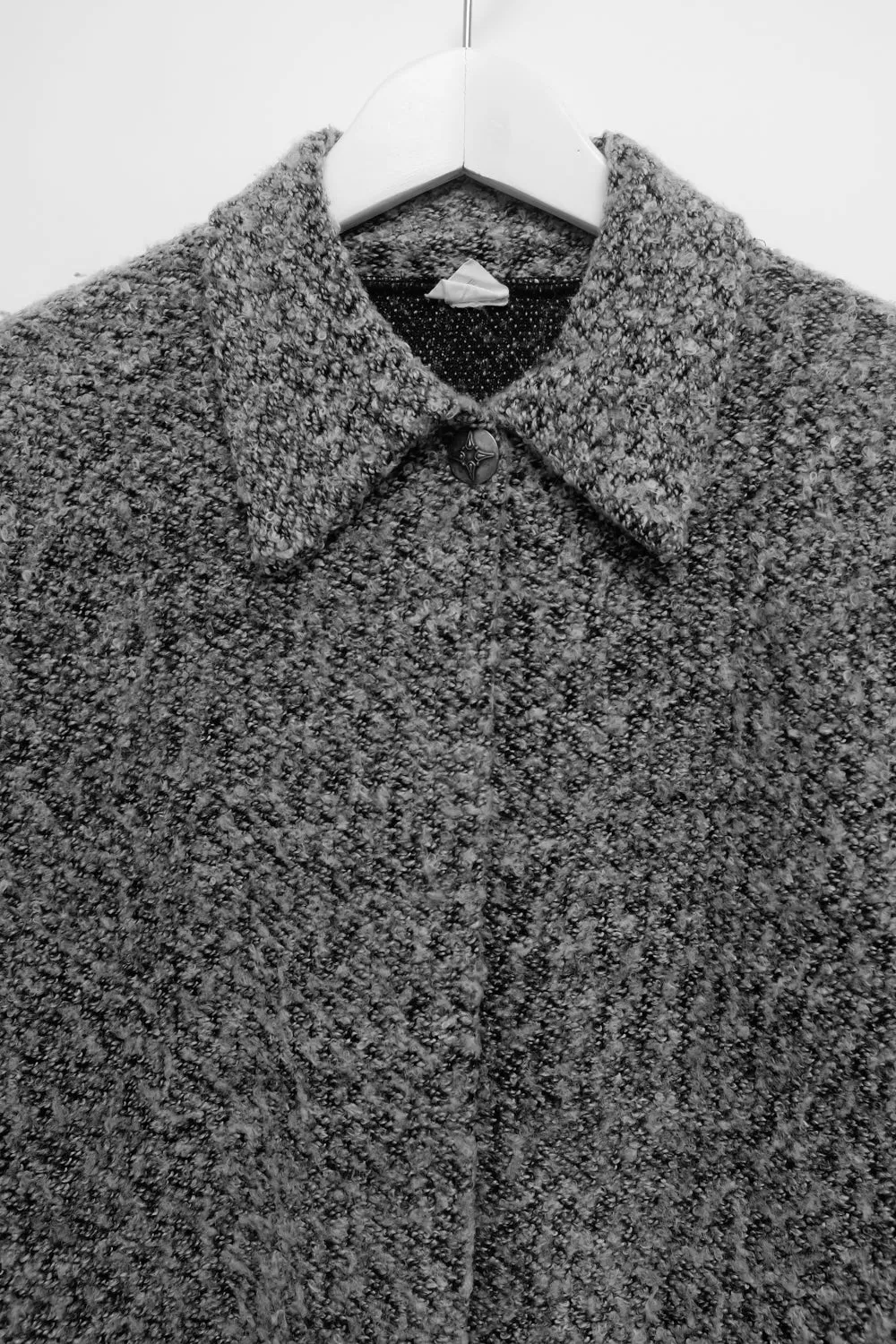 CROPPED WOOL BOUCLE GREY CARDIGAN