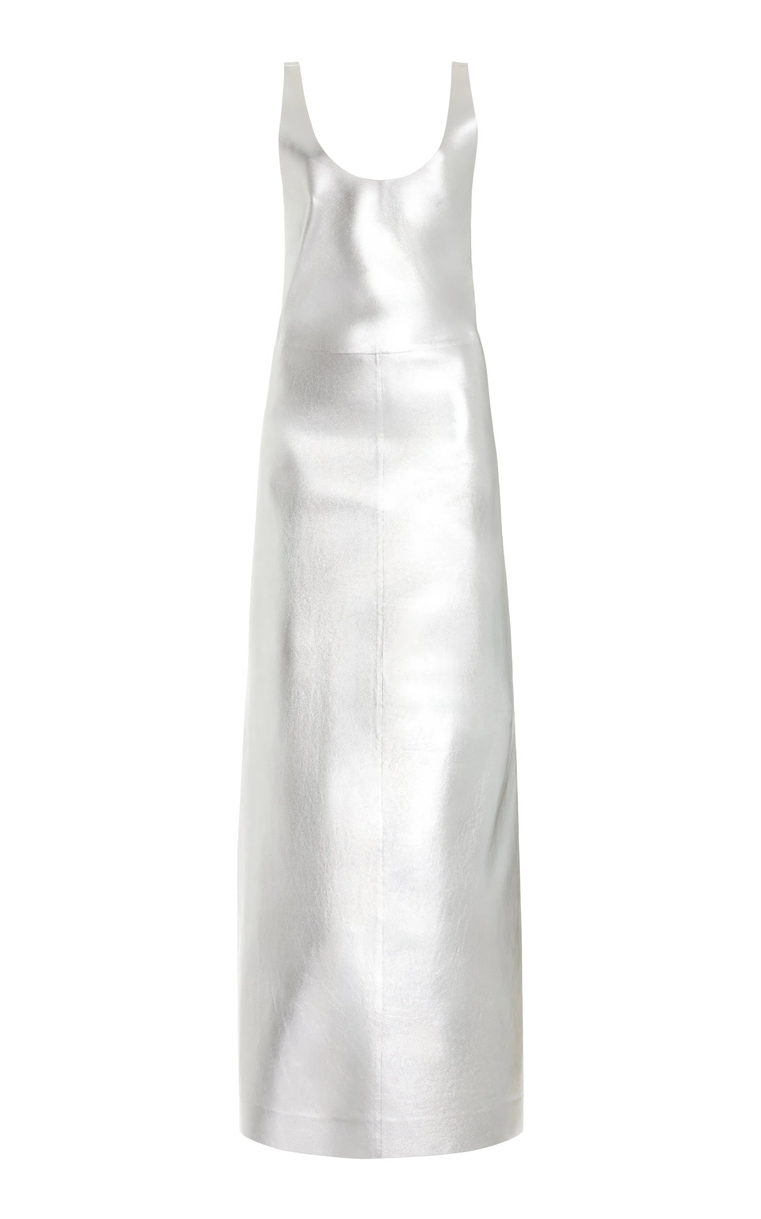 Ellson Maxi Dress in Silver Metallic Nappa Leather