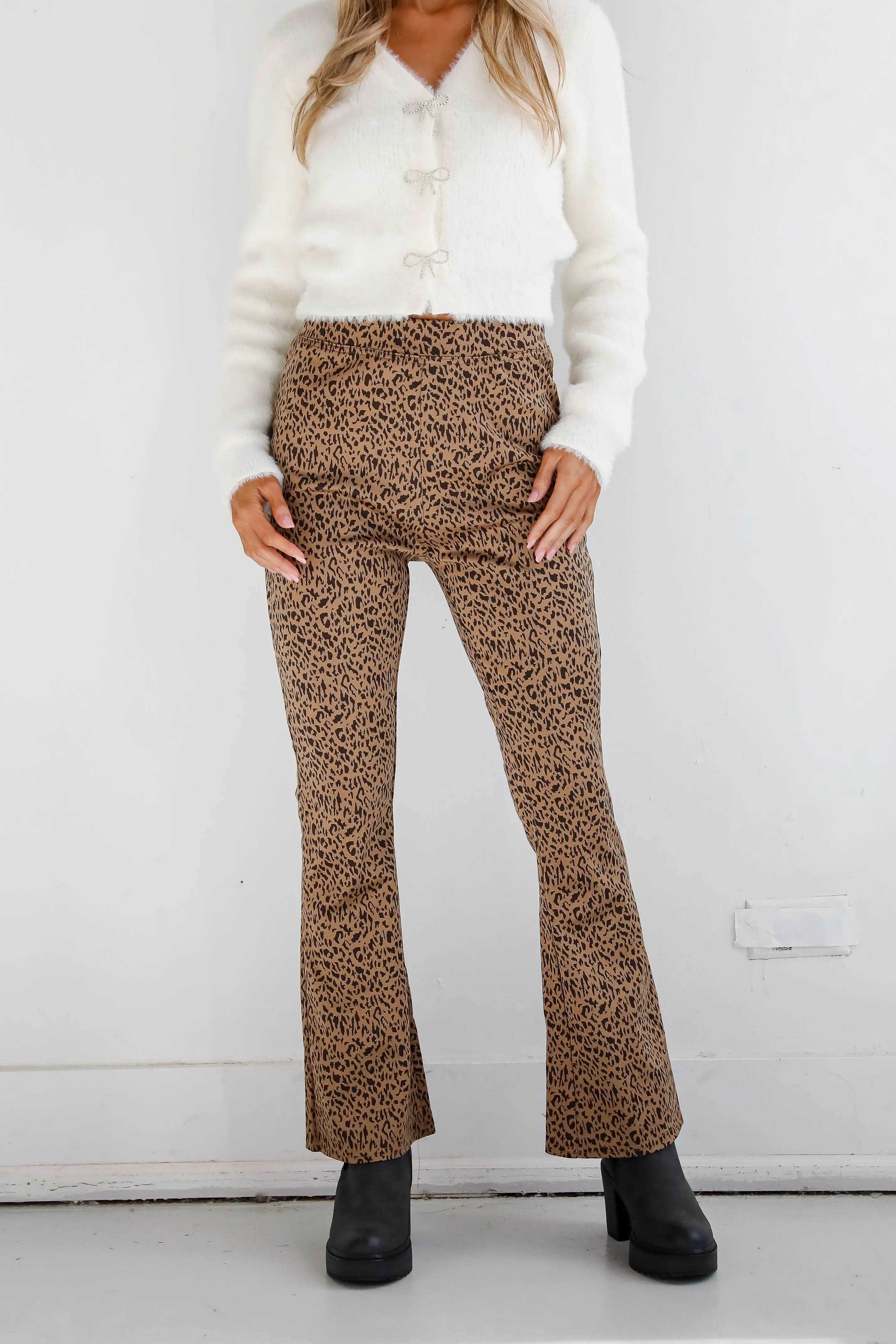 FINAL SALE - Wild Vision Leopard Flare Pants - DOORBUSTER