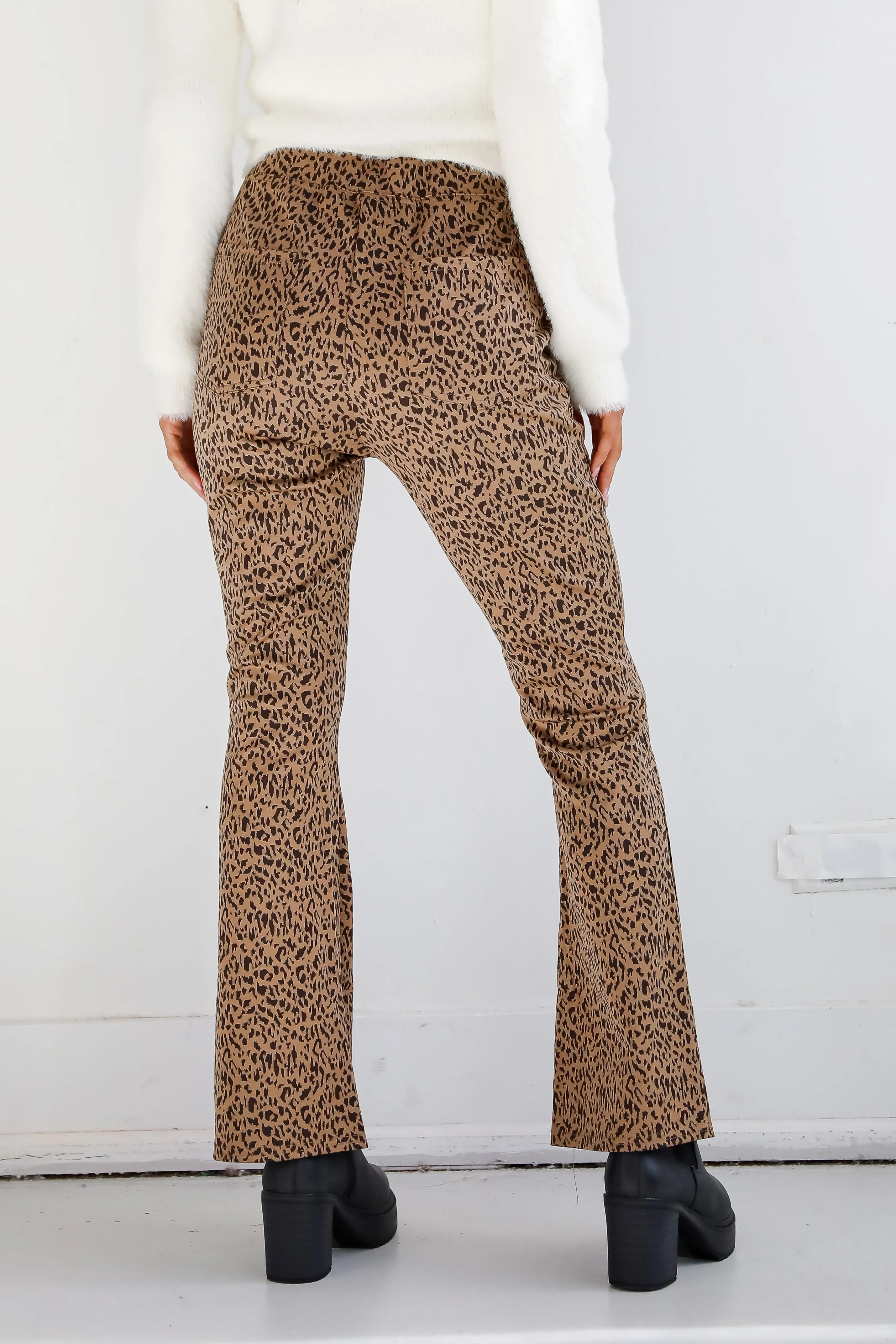 FINAL SALE - Wild Vision Leopard Flare Pants - DOORBUSTER