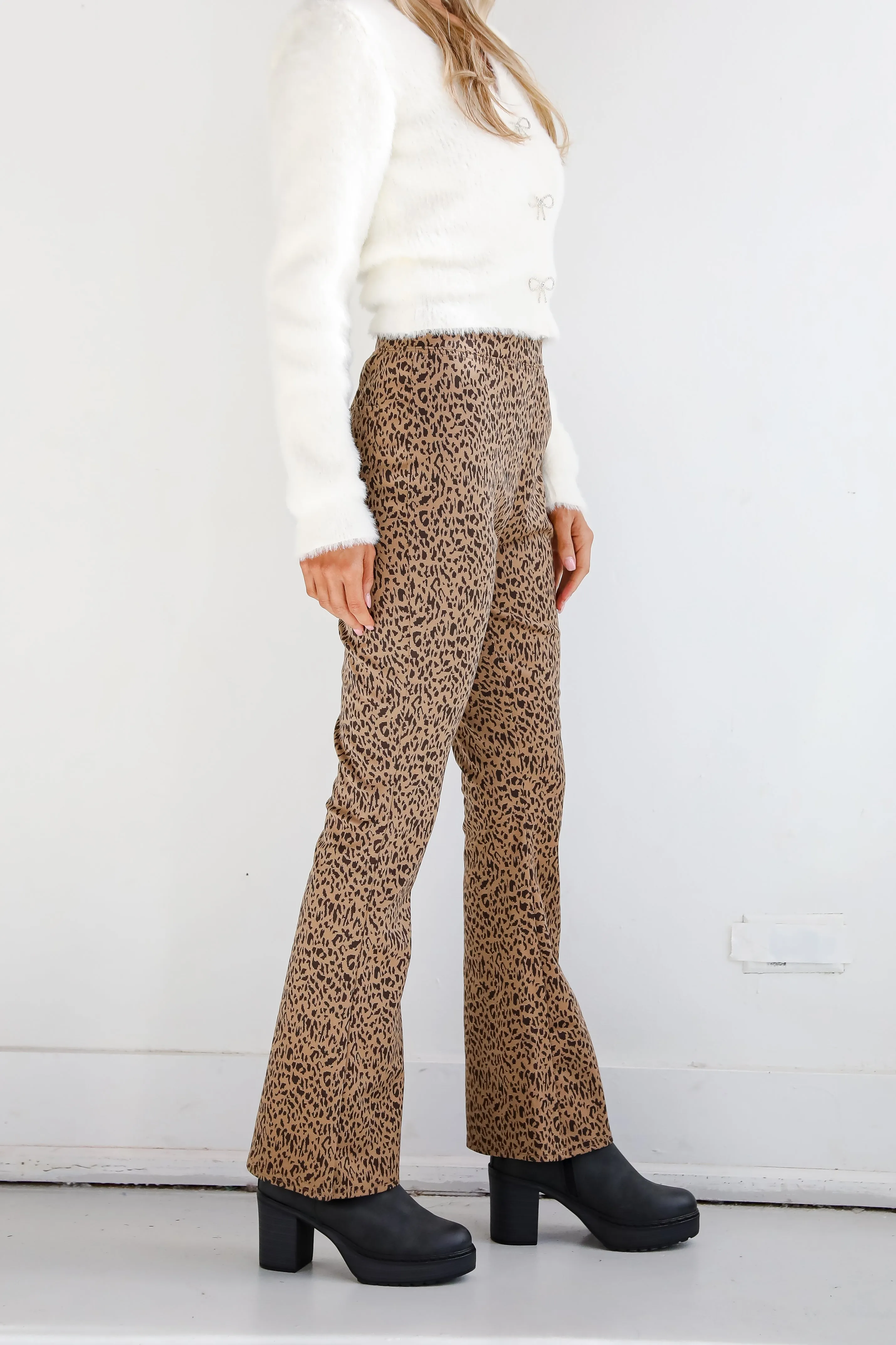 FINAL SALE - Wild Vision Leopard Flare Pants - DOORBUSTER