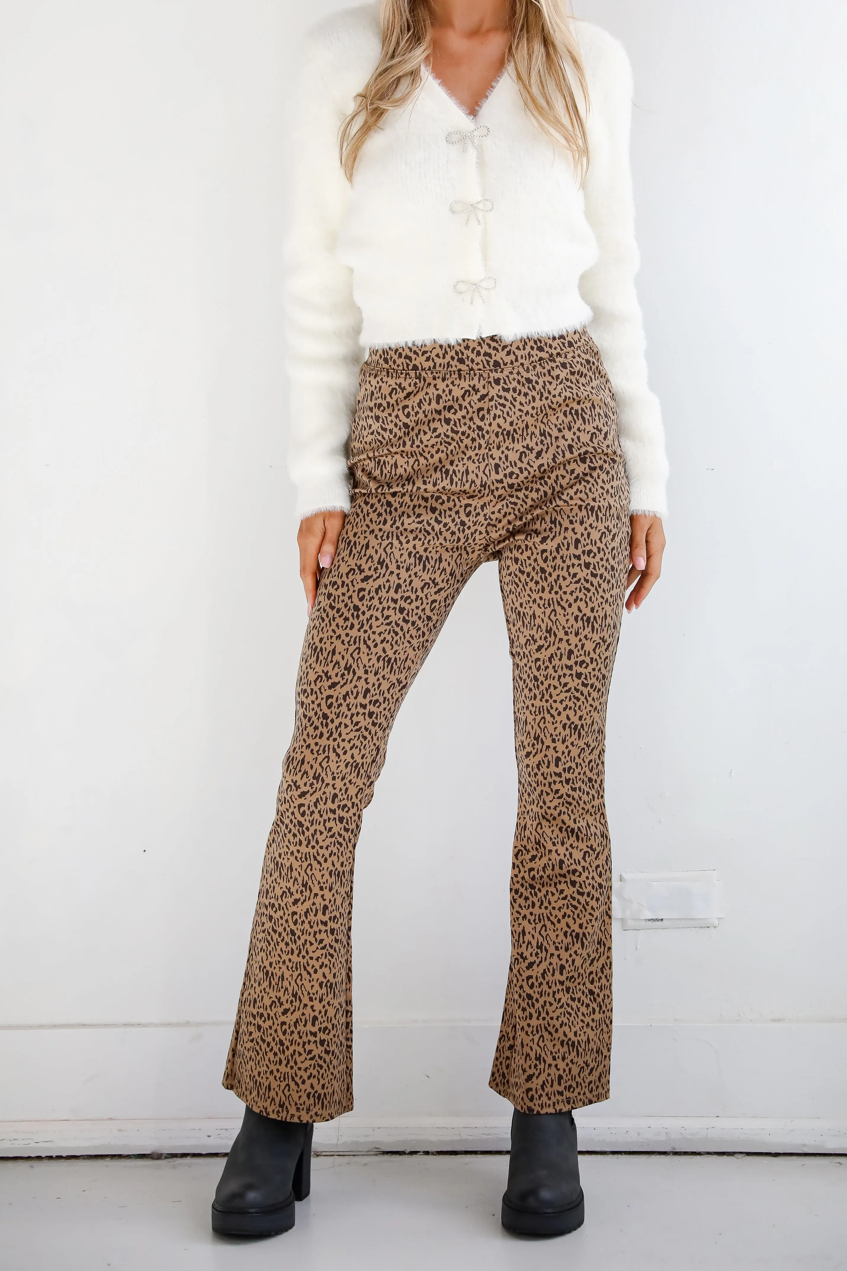 FINAL SALE - Wild Vision Leopard Flare Pants - DOORBUSTER