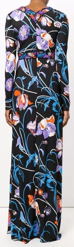 Floral Printed Jersey Silk Maxi Dress