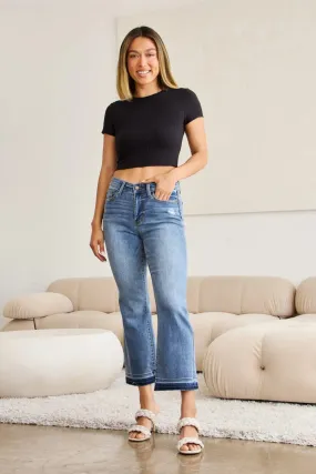 Full Size Release Hem Cropped Bootcut Jeans