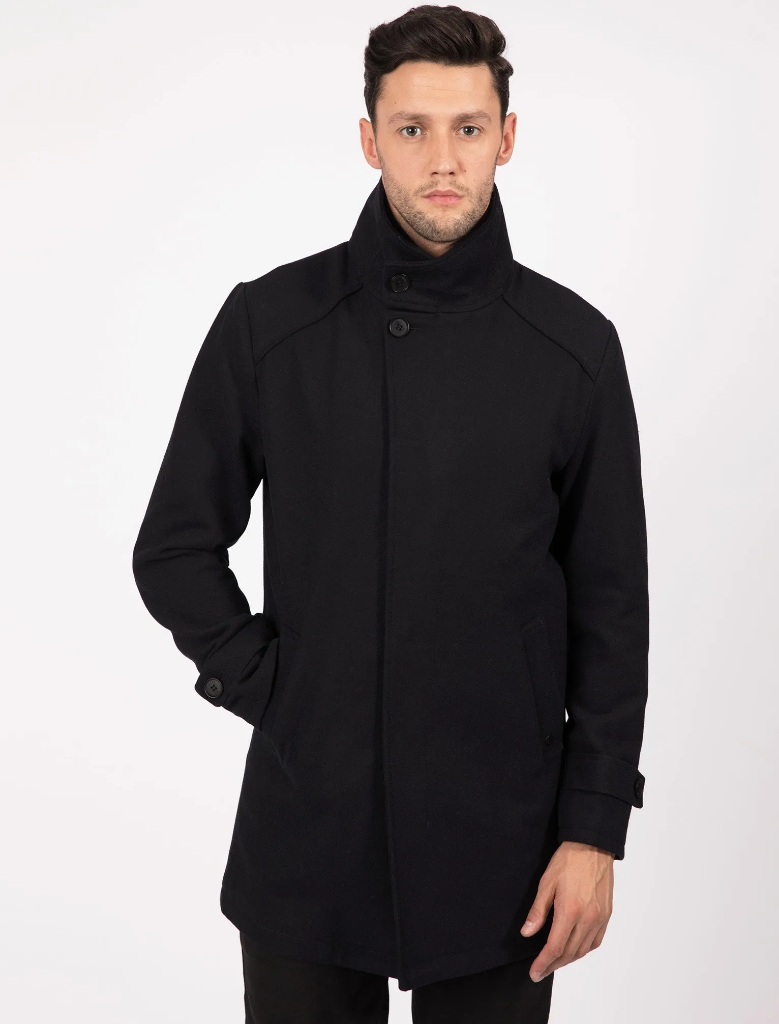 Gandy Wool Rich Coat in Navy Melton - Tokyo Laundry