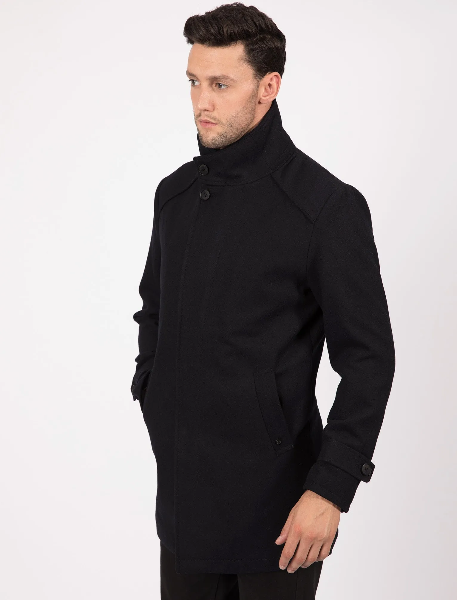 Gandy Wool Rich Coat in Navy Melton - Tokyo Laundry