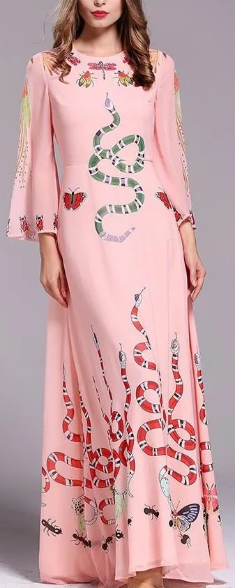 Garden Print Gown in Pink