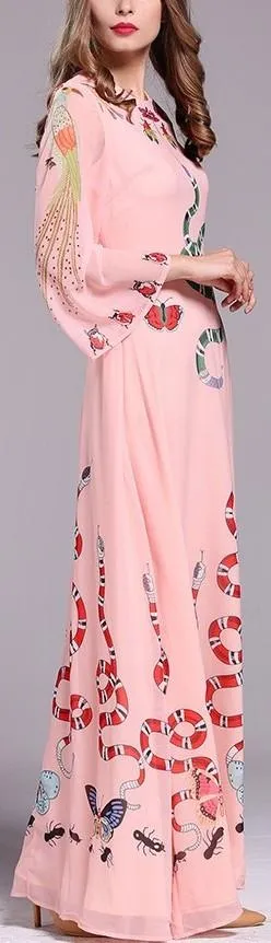 Garden Print Gown in Pink