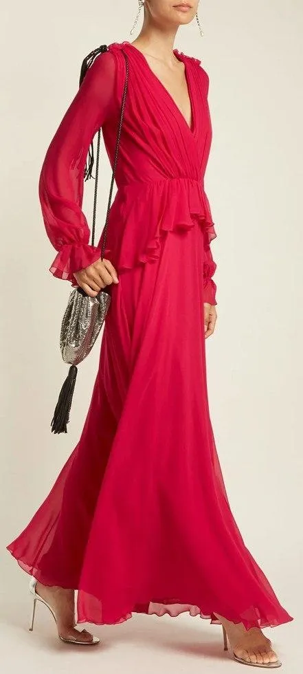 Gathered Chiffon Gown