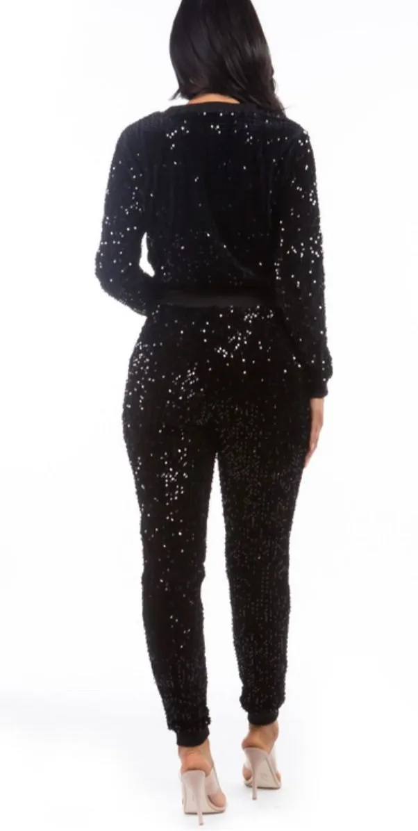 Glitz and Glam Sequin Jogger Set