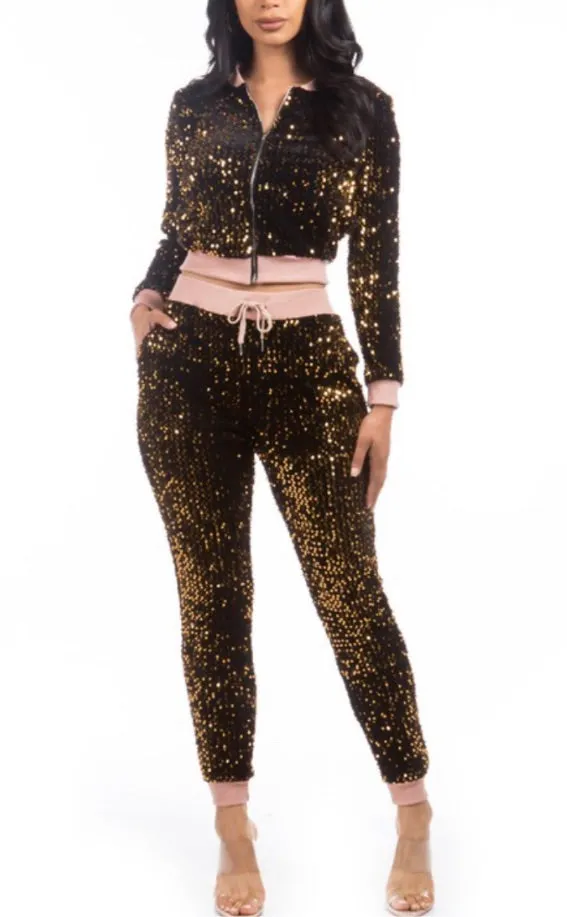 Glitz and Glam Sequin Jogger Set