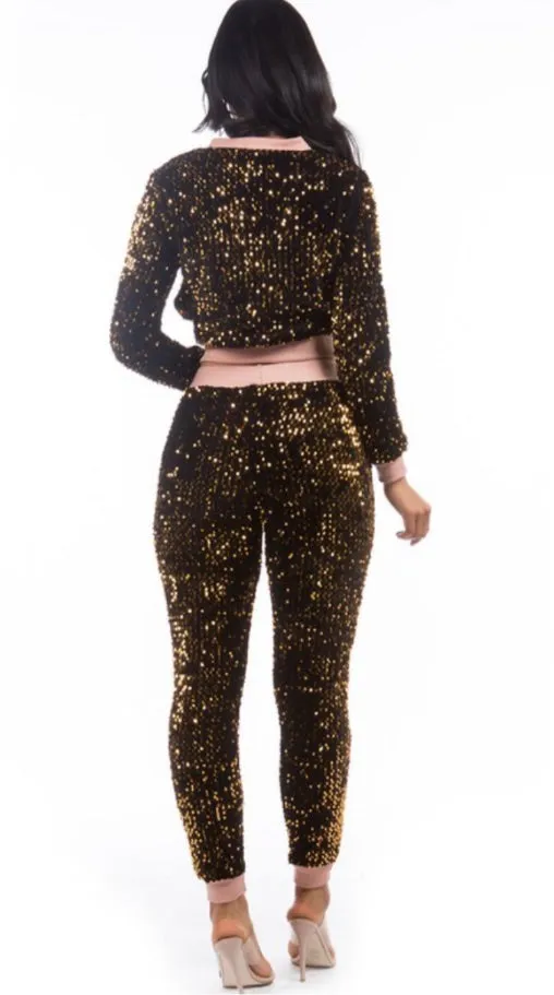 Glitz and Glam Sequin Jogger Set