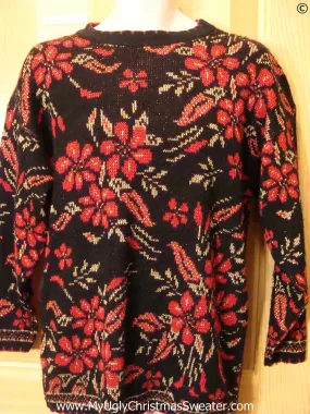 Horrible 80s 2sided Poinsettia Tacky Christmas Sweater