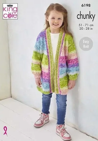 King Cole 6198 Girls Jacket and Sweater in Hedgerow Chunky knitted Pattern