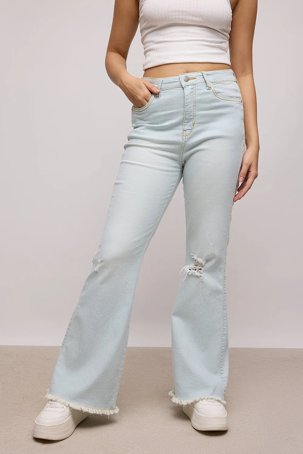 Light Blue Boho Bootcut Jeans