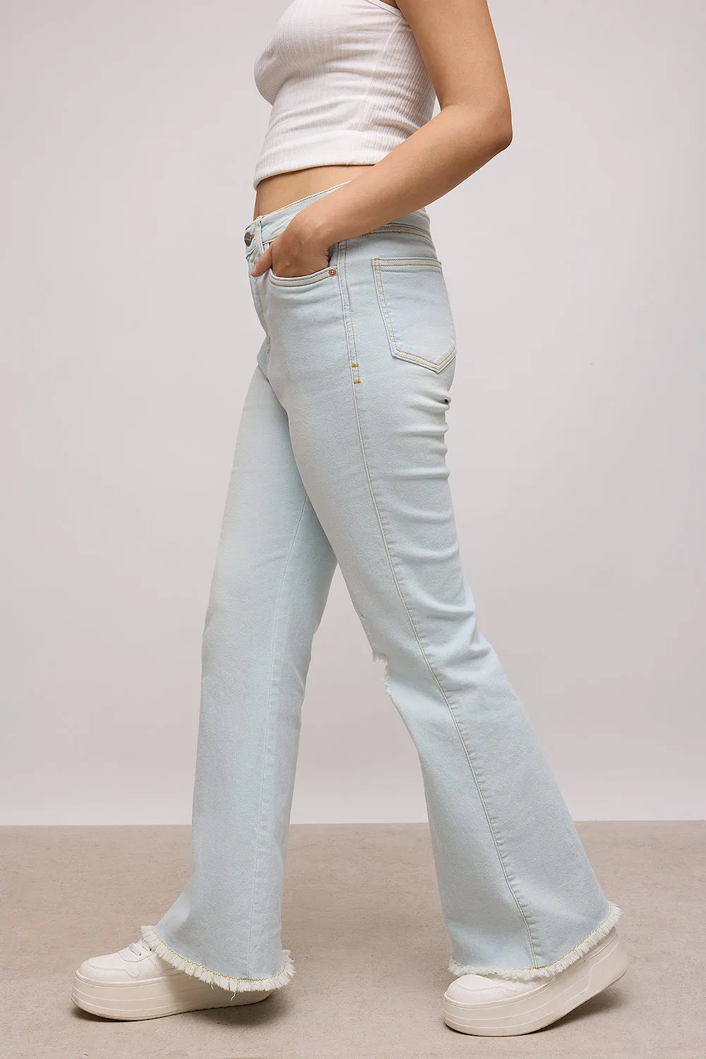 Light Blue Boho Bootcut Jeans