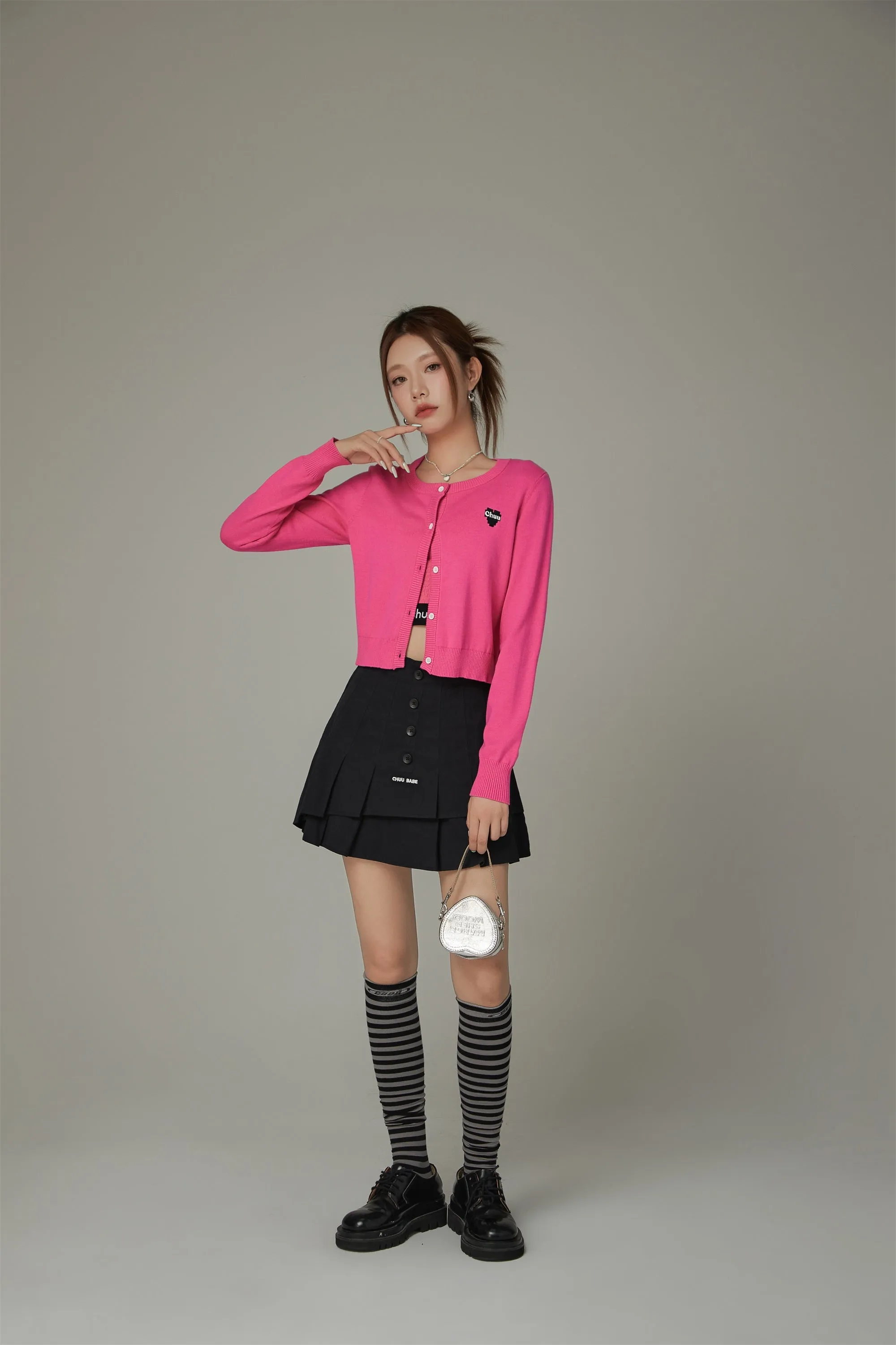 Logo Heart Knit Color Cardigan