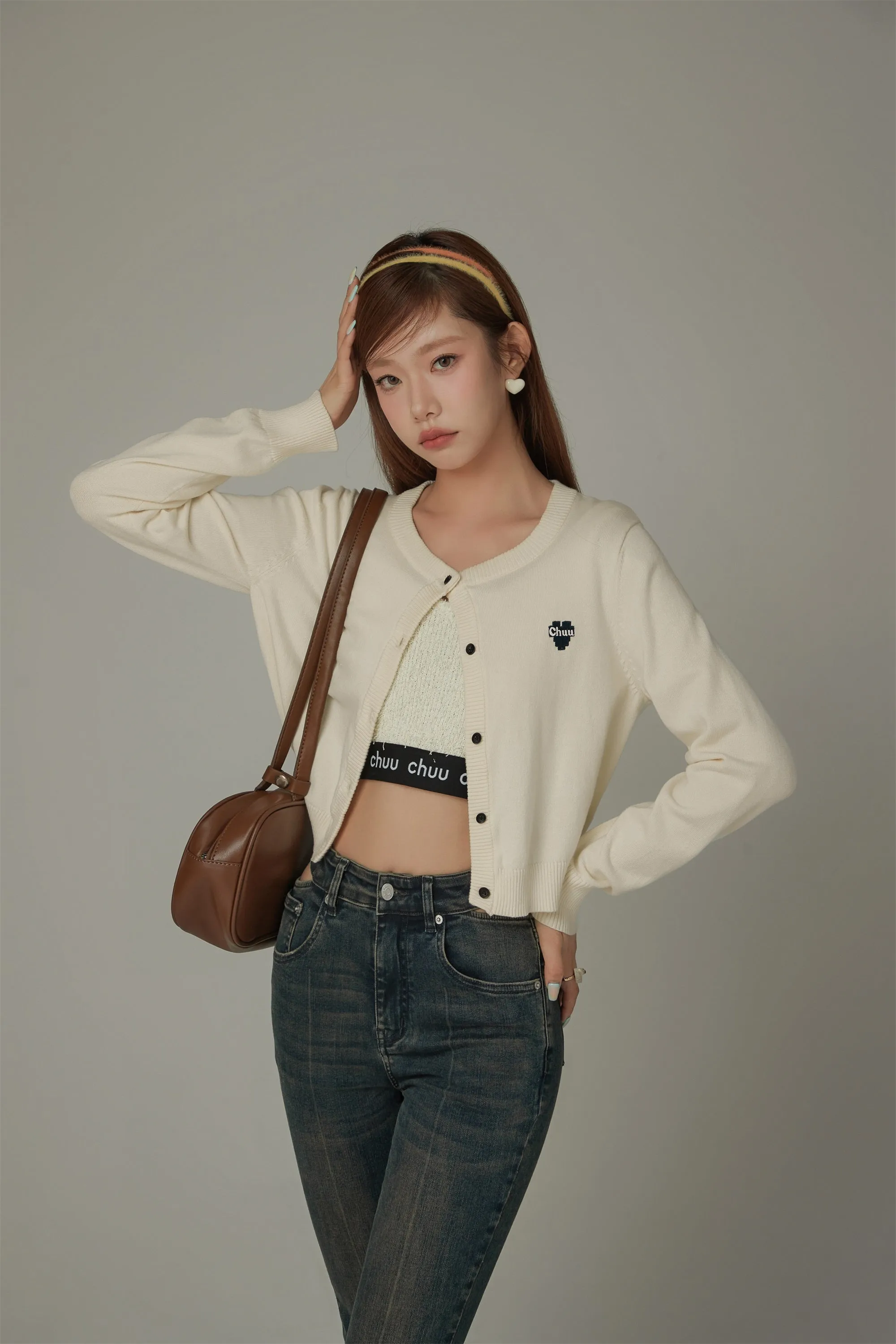 Logo Heart Knit Color Cardigan