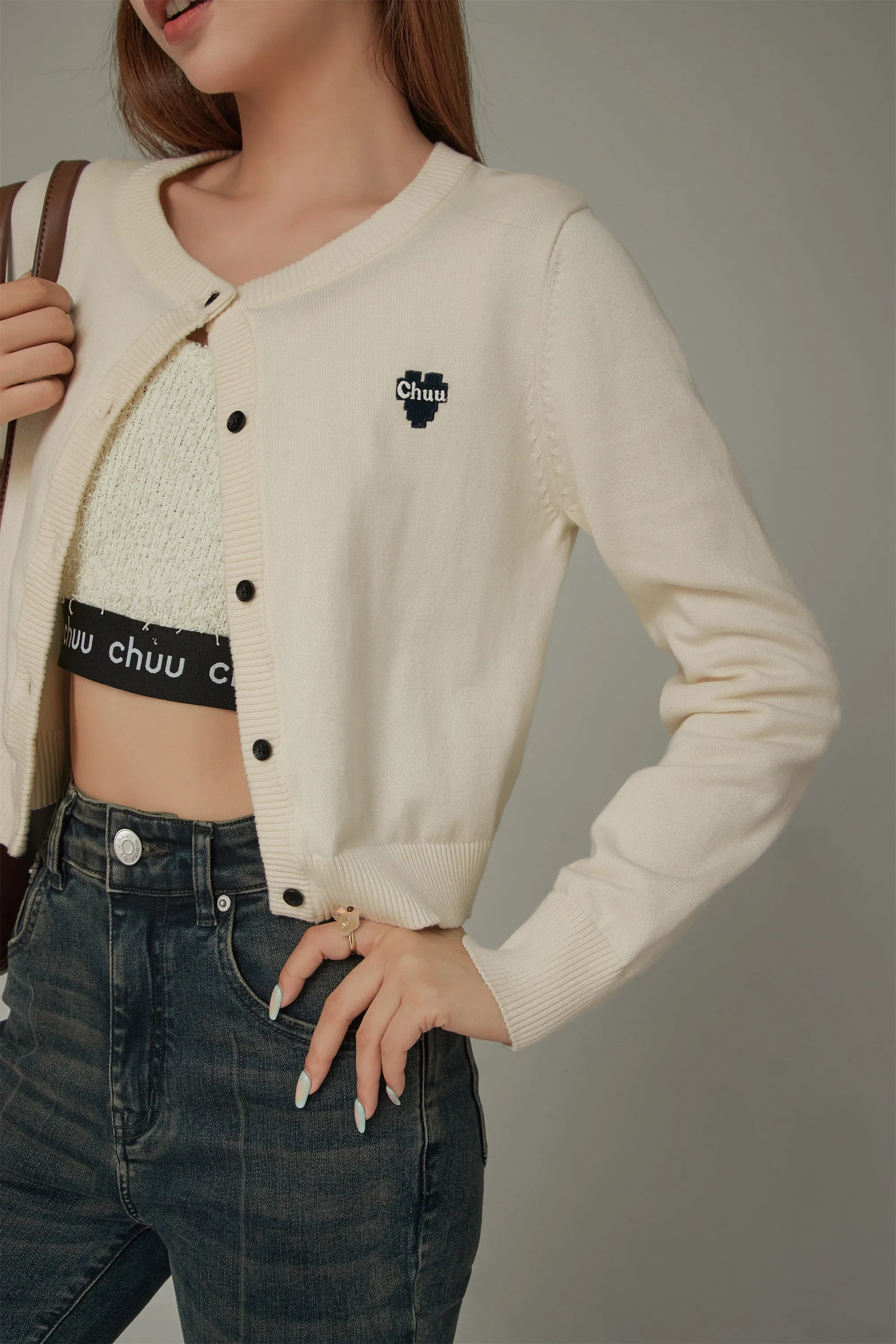 Logo Heart Knit Color Cardigan