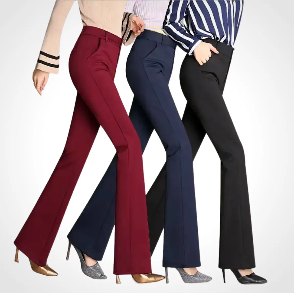 Luexco Women's Flared Stretch High Waist Trousers