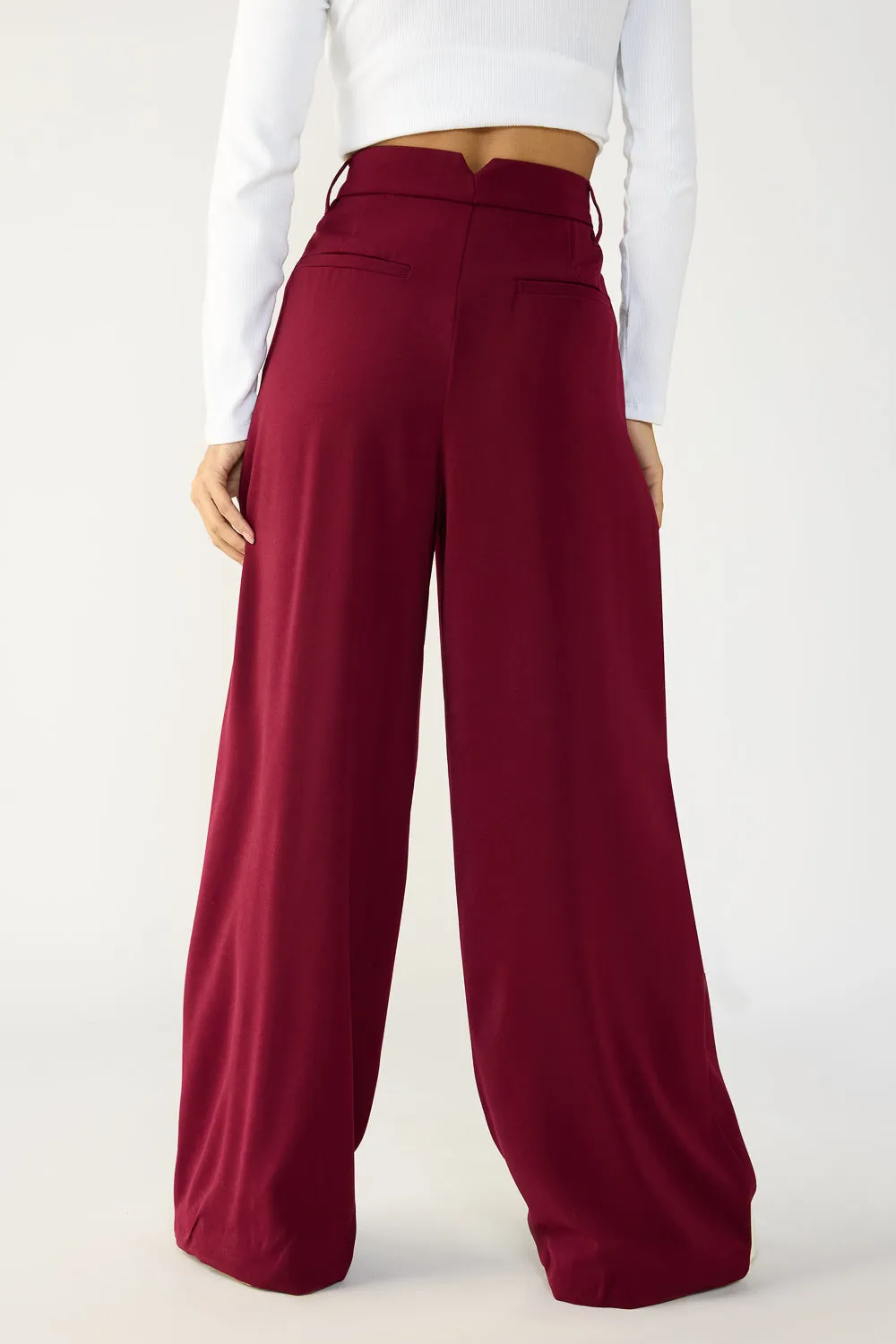 Maroon Flared Formal Korean Pants