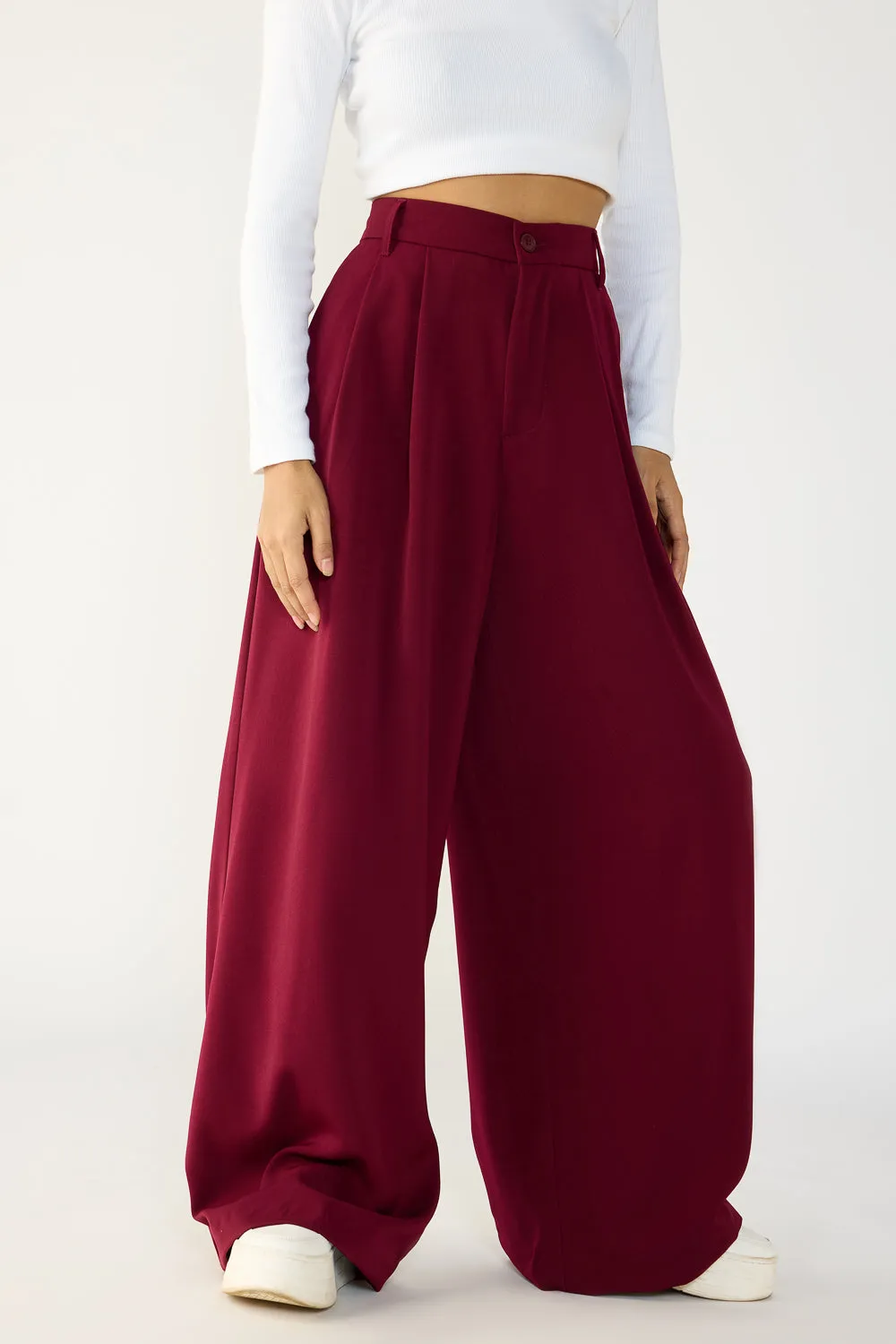 Maroon Flared Formal Korean Pants