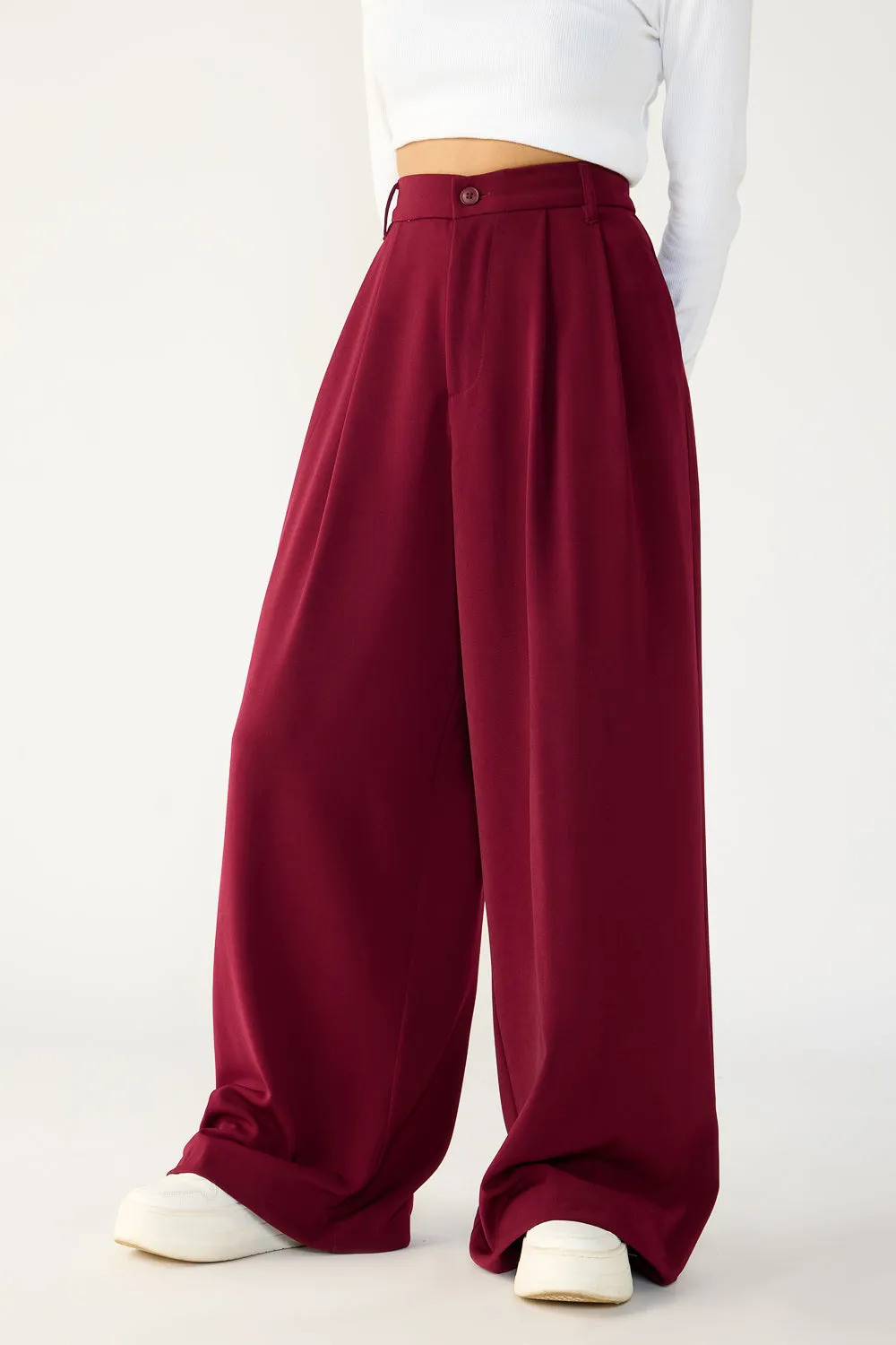 Maroon Flared Formal Korean Pants